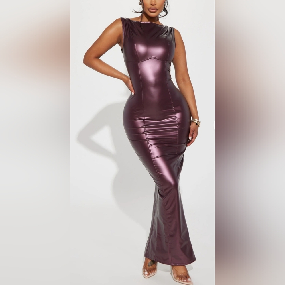 NWT Sleek Metallic Purple Women's Dress